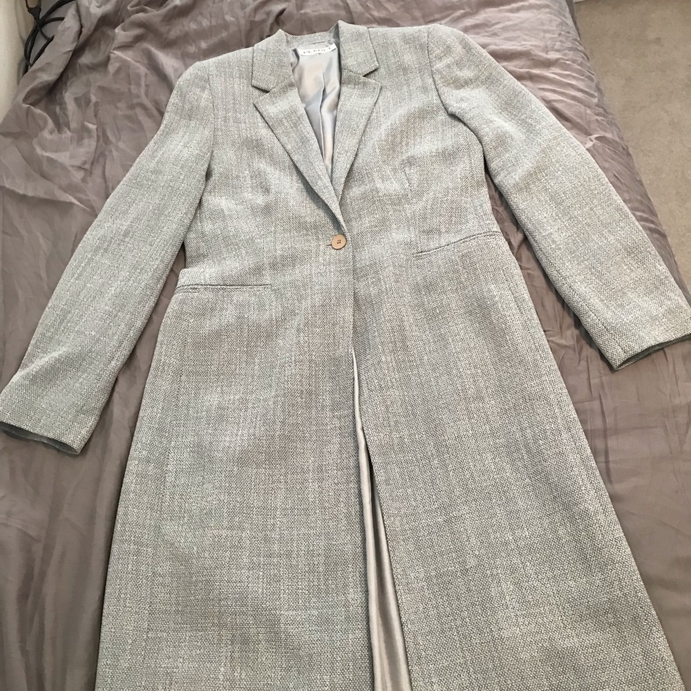 Bluish-light Gray Tweed Maxi Dress Coat ~ NWOT - Picture 2 of 14
